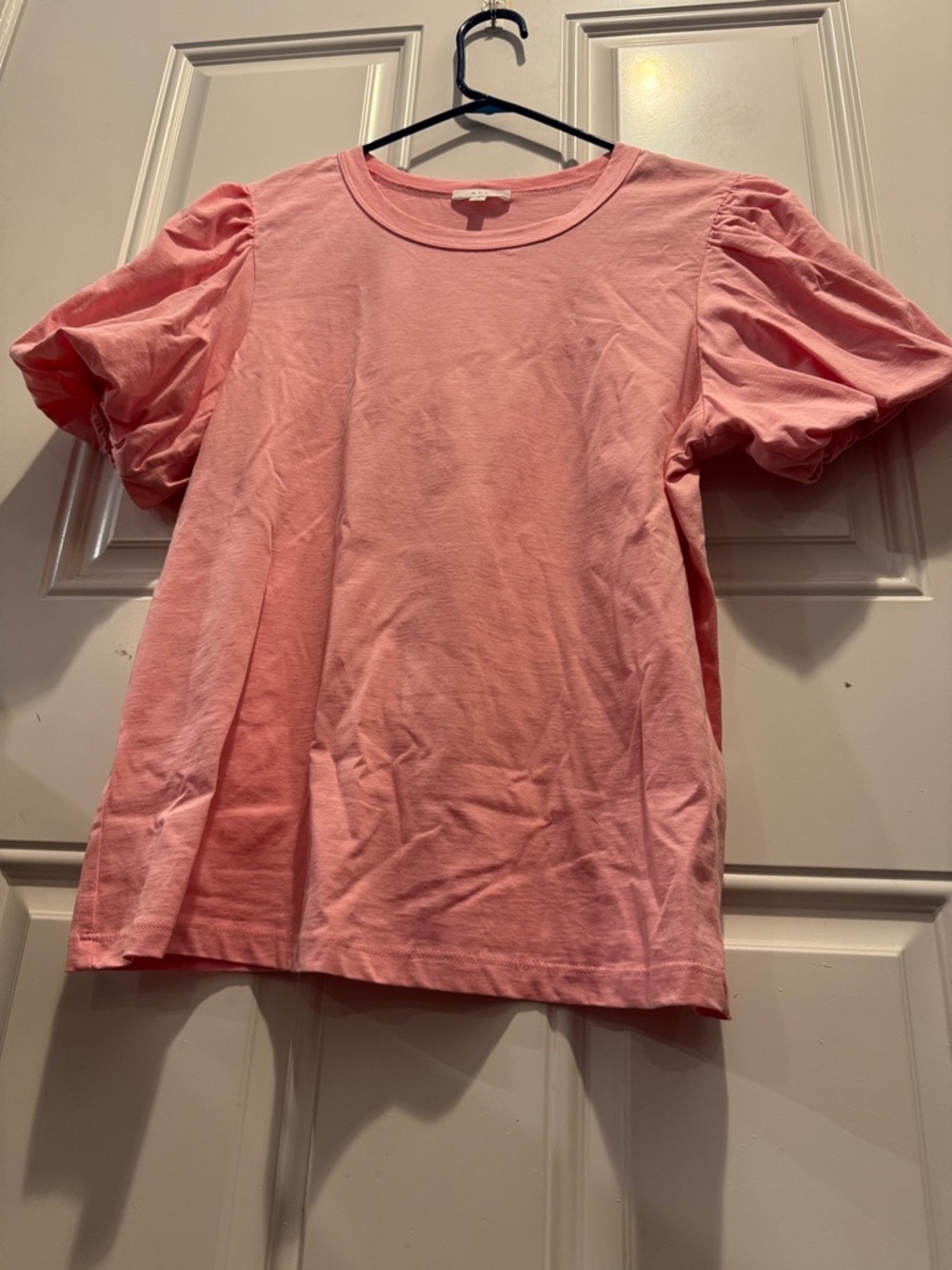 A.L.C. Kati Twisted-Sleeve Tee Puff-Sleeve Crewneck Tee Lychee Retail $135.00 - Picture 4 of 9